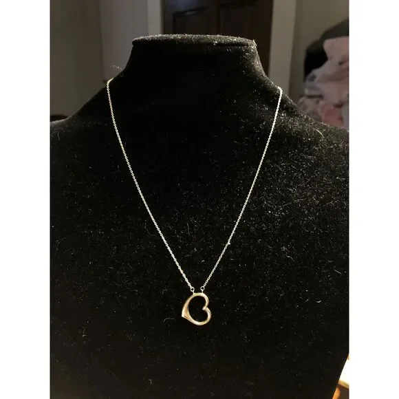 Designer ARR 14K Yellow Gold Puffy Heart Love Anniversary Pendant Chain Necklace